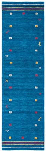SAFAVIEH Himalaya Collection Runner Rug - 2'3" x 6', Blue, Handmade Boho Tribal Wool, Ideal for High Traffic Areas in Living Room, Bedroom (HIM563M) - color: Blue, size: 2'3" x 6' (Runner)
