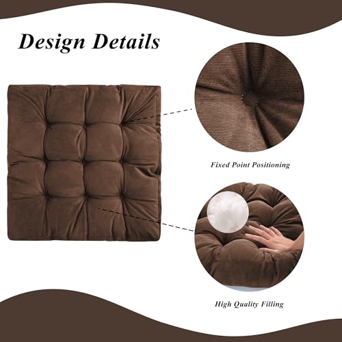 Meditation Floor Pillow 22×22 Inch 2 Pack Large Floor Cushions for Adults Square Tufted Corduroy Floor Pillows for Yoga Living Tatami Room Coffee - color: Coffee