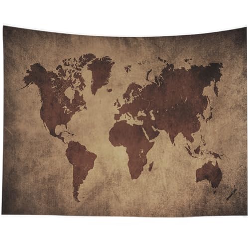 CAPSCEOLL World Map Wall Hanging, Black & Brown, 60X50 Inches - Perfect for College Dorm Room Decorations - color: Brown Black, size: 60"L x 50"W