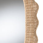 Bali & pari Makoto Scalloped Natural Rattan Wall Mirror - Handwoven Wicker Oval Frame, Boho Coastal Accent Wall Decor for Entryway, Bedroom, or Living Room