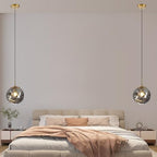 Modern Smoke Gray Concave Glass Pendant Light, 2-Pack Kitchen Island Lighting Single Globe Pendant Light Fixtures Century Kitchen Island Pendant Light for Bedroom Dining Room Light (Without Bulbs) - color: AX-Smoky Gray-1 Light-2PC