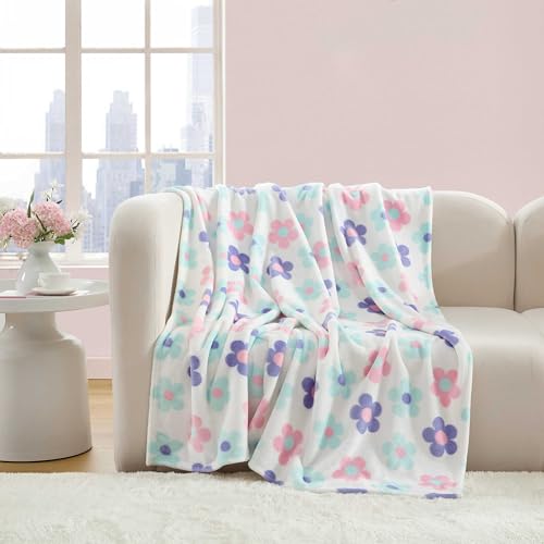 Betsey Johnson - Blanket, Buttery-Soft Throw Blanket for Couch or Bed, Boldly Plush & Oversized Bedding (Retro Daisy Toss Purple, 50" x 70") - color: Retro Daisy Toss Purple
