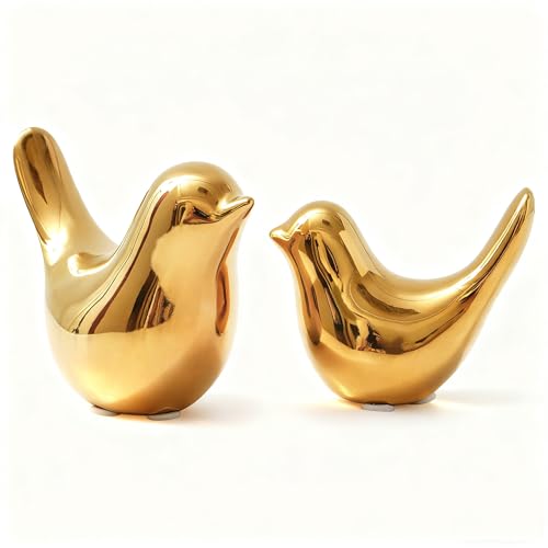 Notakia Gold Home Decor Small Birds Statues Modern Style Decorative Ornaments for Living Room Decor, Bedroom, Office Desktop, Cabinets (2Pcs Gold Birds) - color: 2pcs Gold Birds