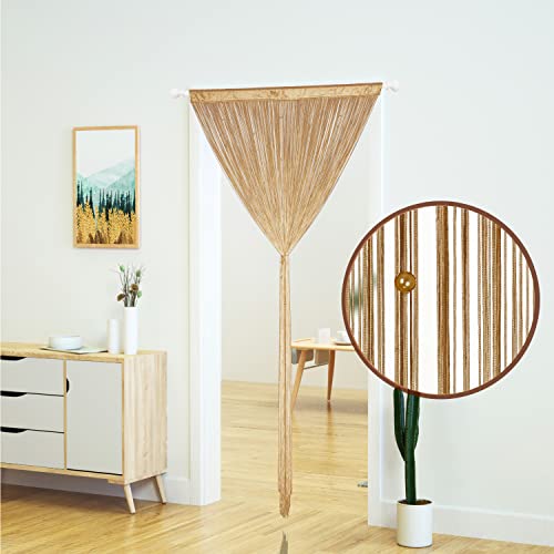 YaoYue Beaded Curtain Door String Curtains for Doorway Tassels Beads Hanging Fringe Hippie Room Divider Window Hallway Entrance Wall Closet Bedroom Privacy Decor (39×79in/100×200cm, Light Coffee) - color: Ecru, size: 39"W x 79"L (Pack of 1)