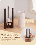 EDISHINE Wood Table Lamp, 13.5" Small Bedside Lamp, Beige Linen Shade, Rosewood Cylinder Nightstand Lamp for Bedroom Living Room, On-Off Line Switch, E26 Base (Bulb Not Included) - color: Dark Walnut Color