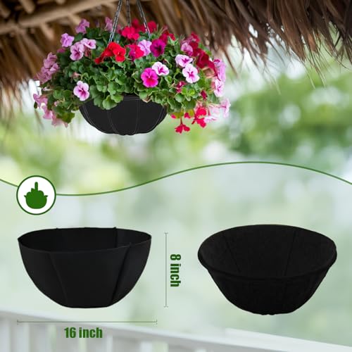 hehimhis 6Pcs 16 Inch Round Non-Woven Planter Basket Liner, Hanging Basket Fabric Liners Coco Fiber Liner Replacement for Hanging Flower Pot (6, 16inch) - size: 16inch