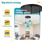 3-Light Kitchen Island Pendant Light with Blue Glass Shades, Adjustable Black Hanging Ceiling Lamp, Mid Century Modern Chandelier for Dining Room, Breakfast Bar, Farmhouse - color: Blue, 3-Light