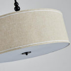 Shrine Lighting Drum Chandeliers, Farmhouse Style, Perfect Drum Pendant Light for Dining Room, D21'' x H8'', Adjustable Chains 59'', E26*3 Sockets, Beige Linen Fabric Lampshade & Black Rod - color: Beige&Black D20''