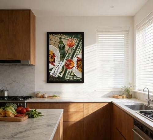 Black Framed Vintage Italian Pasta & Beverage Wall Art - Rustic Restaurant Food Canvas Decor Retro Kitchen Artwork Picture for Kitchen Dining Room Decor - color: pasta, size: 10"L x 8"W
