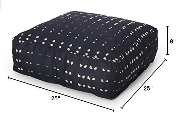 Foamma Pouf Ottoman Dark Blue, 25"x25"x8" - Square Ottoman Foot Rest for Living Room and Bedroom, Pouf Footstool, Foot Rest for Couch, Boho Furniture for Home
