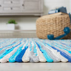 SAFAVIEH Rag Rug Collection Accent Rug - 2' x 3', Turquoise & Multi, Handmade Boho Stripe Cotton, Ideal for High Traffic Areas in Entryway, Living Room, Bedroom (RAR129C) - color: Turquoise/Multi, size: 2' x 3' (Rectangular)