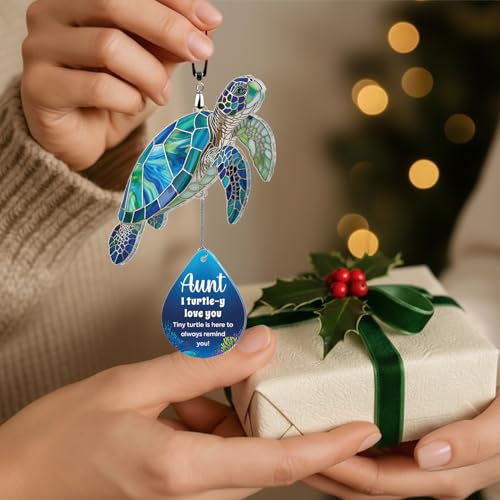 Mini Funny Turtle Aunt Auntie Gifts from Niece Nephew - Christmas Birthday Gifts for Aunt Auntie Gift Ideas - I Love You Small Cute Stuff Things - Funny Auntie Gift - Turtle Desk Decor - color: 09 - Aunt Turtle