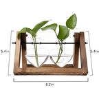 Kingbuy Glass Desktop Planter with Retro Wooden Stand and Plant Terrarium Vase (2 Hearts) for Indoor Home Office Desk Decor Accessories - size: Heart 2 Bulb