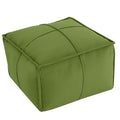 MeMoreCool Stuffed Round Pouf Ottoman Foot Rest, Floor Pouf Foot Stool with Soft Foam Chunk Filling, Small Round Ottoman Footstool Circle Footrest for Living Room - color: Piping Green
