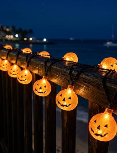 8.5Ft LED Halloween Lights Pumpkin String Lights with 10 Smiling Jack O Lantern Pumpkin Lights, Clear Orange Jack O Lantern for Home Party Yard Porch Indoor Outdoor Decor Halloween Decorations - color: Clear Pumpkin