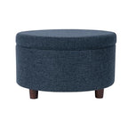 HomePop 28" Round Storage Ottoman - Textured Navy - color: Textured Navy