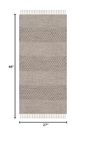 SAFAVIEH Montauk Collection Accent Rug - 2'3" x 4', Ivory & Anthracite, Handmade Flat Weave Boho Cotton Tassel Fringe, Ideal for High Traffic Areas in Entryway, Living Room, Bedroom (MTK330N) - color: Ivory/Anthracite, size: 2'3" x 4' (Rectangular)