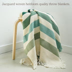 Laurel Ridge Striped Afghan Throw Blanket | Thick & Cozy | Cotton USA Made (73x48) - color: Laurel Ridge