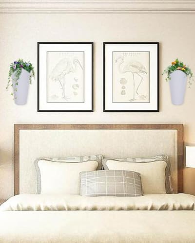 vensovo 12 Inches Galvanized Wall Planters - 2 Packs Metal Tin Vases for Flowers Indoors, Farmhouse Hanging Planter Tall Flower Holder for Country Decor Outdoors, White - color: White