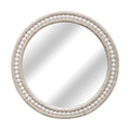 Boho Round Beaded Wall Mirror - 16 Inch Decorative Rope-Wrapped Circle Mirrors for Bathroom Living Room Entryway