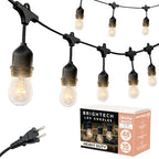 Brightech Ambience Pro Incandescent Outdoor String Lights - Commercial Grade Waterproof Patio Lights with 48 Ft Dimmable Edison Bulbs, Porch String Lights for Patio, Backyard - 15 Bulbs 11W - size: 48 FT - 15 Bulbs