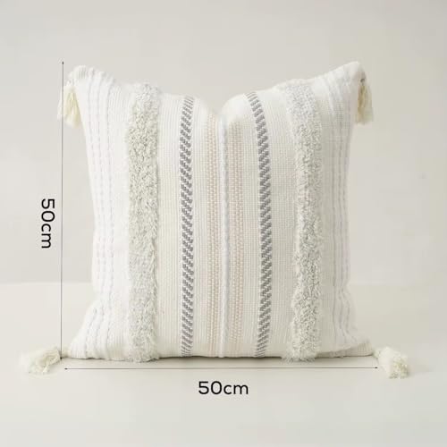 Set of 2 Boho Woven Decorative Throw Pillow Cover with Tassels White, 20"x20" - color: White, size: 20" x 20" (Pack of 2)