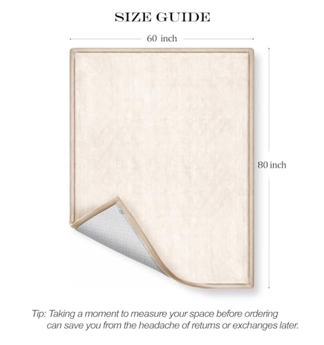 AEOCOO 60x80 Thick Baby Play Mat for Floor, 1.3" Memory Foam Infant Tummy Time Mat, Extra Large Soft Nursery Rug for Babies & Toddler, Anti-Slip Cushioned Crawling Rug for Living Room, Beige - color: Beige, size: 60 x 80 x 1.3 Inch