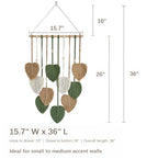 TUDRUKU Macrame Wall Hanging, Green Leaf Boho Wall Decor, 15.7 x 36 in - color: Green