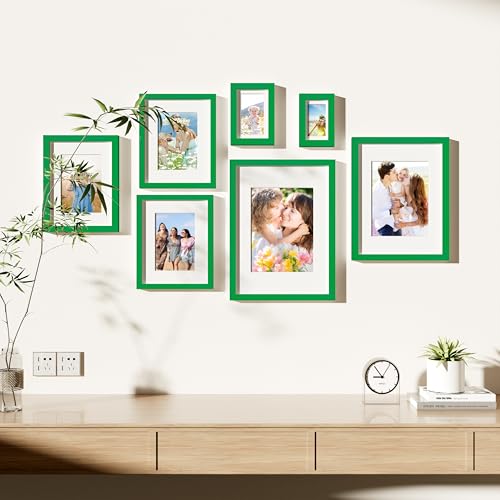 decorUhome 4x6 Picture Frame Set of 10, Display Photos 3.5x5 with Mat or 4x6 Unmatted for Picture Frames Collage Wall Decor, Green - color: Green, size: 4x6