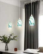 Art Glass Mini Pendant Lights for Kitchen Island Blown Art Glass Pendant Light Shade hanging ceiling lights with Brushed Nickel Finish for Kitchen Counter bar,Dining Room Blue Mixing Yellow-1P - color: Blue Mixing Yellow-1Pack