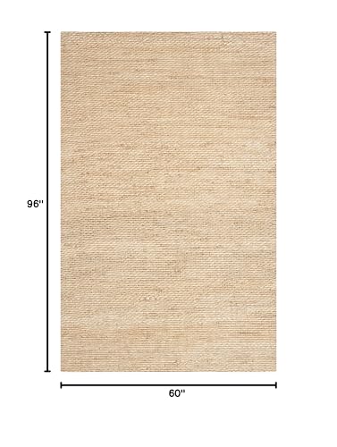 SAFAVIEH Natural Fiber Collection Area Rug - 5' x 8', Natural, Handmade Jute, Ideal for High Traffic Areas in Living Room, Bedroom (NF459A) - size: 5' x 8' (Rectangular)