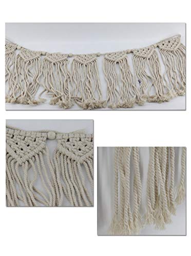 Macrame Woven Wall Hanging Tapestry Beige Curtain Fringe Tassel Garland Banner Boho Chic Home Decorative Interior Wall Decor Bohemian Ethnic Apartment Dorm Room Art Party Wedding Backdrop Decoration