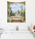 EMMTEEY Scenic Tapestry View from Balcony of Waterfalls with Castles - Living Room 50x60 Inches Present for Families - color: Balcony Scenic, size: 50"L x 60"W