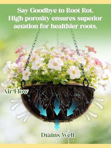 4Pcs 16inch Coconut Liners for Hanging Baskets Planters - Made of 100% Natural Coco Coir Fiber, Thick Breathable Round Liner for Outdoor Porch Garden Flower - size: 16in
