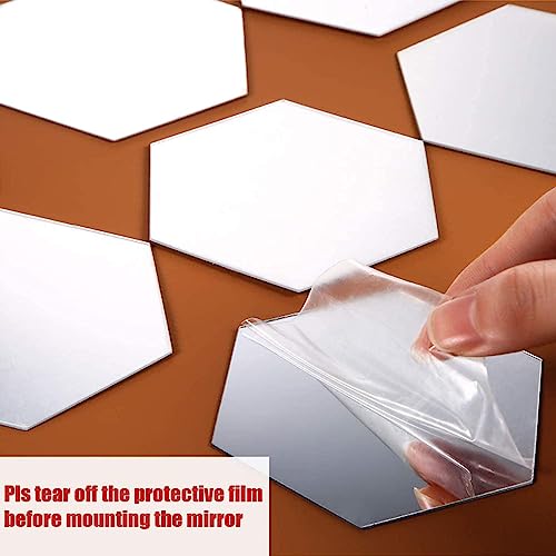 24 Pieces Removable Acrylic Mirror Setting Wall Sticker Decal for Home Living Room Bedroom Decor (Hexagon, 24 Pieces)