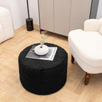 Asuprui 20x14 Inch Unstuffed Ottoman Pouf Cover – Lightweight Foot Rest, Floor Bean Bag Chair, Storage Pouf for Living Room, Bedroom & Balcony (Filler Not Included) (Black) - color: Black