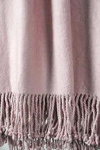 EP Mode Fringed Mulberry Silk Throw Blanket for Sofa (Cameo Pink) - color: Cameo Pink