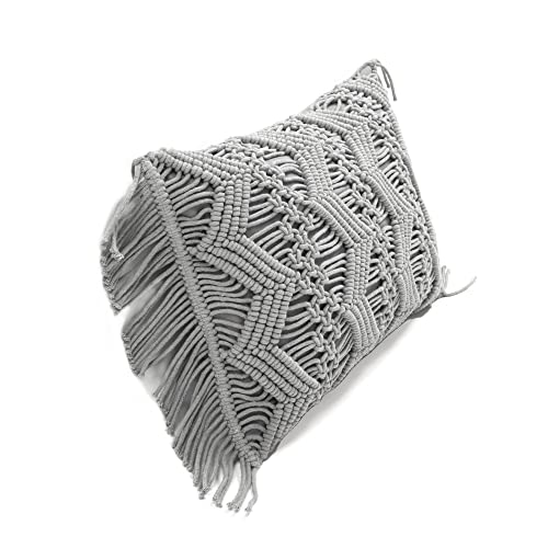 Lush Decor Studio Chevron Macrame Decorative Throw Pillow Cover, 13" W x 20" L, Gray - Rectangle Pillow Cover - Throw Pillows For Bed, Couch, Or Chair - color: Gray