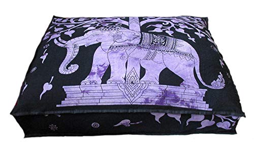 Indian Mandala Cotton Floor Pillow Ethnic Meditation Cushion Cover for Home Dorm Decor Yoga Mat Beach Throws Kids Bean Bag Case Footstool Pet Dog Bed Cover - color: Purple, size: 35 x 35 Inches