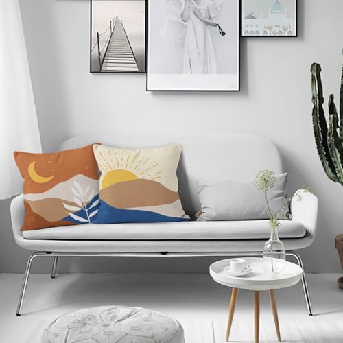HIWX Boho Pillow Covers, Boho Sun Moon Mountains Decorative Pillowcase Throw Pillow Cover 18x18,Boho Throw Pillows,Boho Sun Desert for Sofa Bed Room Home Bedroom Decor Set of 2 Pillow Case（Orange） - color: Orange-boho-set of 2