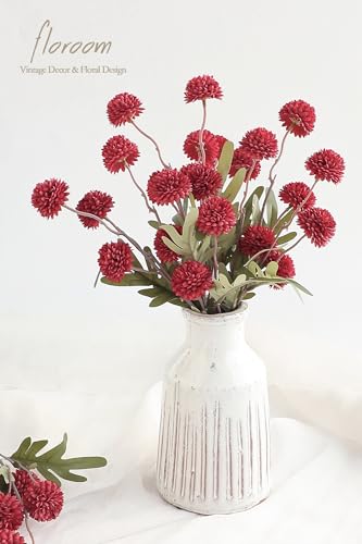 Floroom 5pcs Dark Red Faux Silk Mums Artificial Flowers, Bulk Fake Small Mini Chrysanthemums with Stems for DIY Wedding Centerpieces Floral Arrangements Vase Fillers Home Decorations - color: Dark Red, size: 5pcs