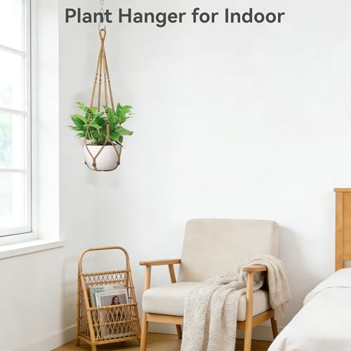 USLAI Macrame Plant Hanger Indoor Outdoor, Fits 4 to 15 Inch Pots, Strong Hanging Planter Holder, Boho Home Decor, 23+29+35 Inch, Brown (POTS NOT Included) - color: Brown, size: 23+29+35 Inch