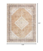 Hauteloom Ferdinand Machine Washable Area Rug - Medallion Diamond Border Geometric - Traditional Oriental Transitional Oushak Farmhouse - Light Brown, Dark Brown, Light Blue, Tan, Beige - 9'2" x 11'9" - size: 9'2" x 11'9" (Rectangular)