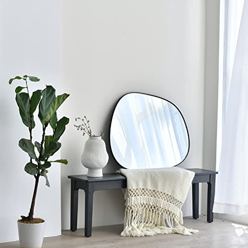 ELEHUME Asymmetrical Wall Mirror for Decor 21"*27", Modern Black Framed Wall Mirror for Living Room Bathroom Bedroom Entryway ELE-STOU-0065B - color: Mat Black, size: 27"L x 21"W