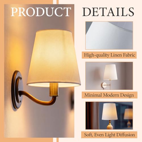 Teenyyou Small Empire Lamp Shade Set of 2, 4.3"top x 6.3"bottom x 6.6" High Suitable for E26/e27, White Fabric Lamp Shades for Table, Floor, Bedside, Wall - color: White, style: Empire