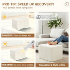 Tiita Square Stuffed Pouf Ottoman, Plush Poufs with Foam Chunk Filling, Foot Rest Stool for Living Room, Cream - color: Square Cream