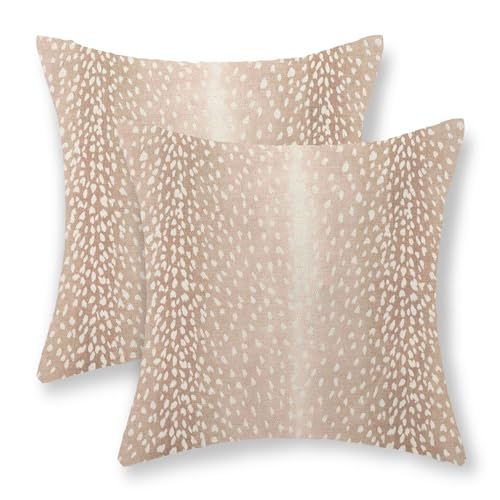 Antelope Print Pillow Covers 18x18 Inches Pack of 2,Pink Animal Skin Print Throw Pillow Covers Boho Modern Abstract Decorative Pillowcase Farmhouse Cushion Cover for Couch Sofa Outdoor Decor - color: Antelope Print-pink, size: 18" x 18" (Pack of 2)