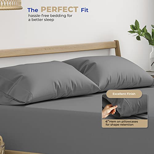 THREAD SPREAD 100% Cotton Pillow Cases Queen Size Set of 2 - Luxury 400 Thread Count Queen Pillow Cases (Dark Grey), Soft Cooling Breathable Hotel Cotton Pillowcases, Fits Standard Pillows - color: Dark Grey, size: Queen - Pack of 2