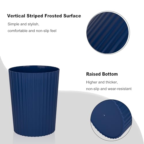 JiatuA Small Trash Can Plastic Wastebasket Round Garbage Container Bin for Bathroom, Kitchen, Bedroom, Home Office, College Dorm, Navy Blue - color: Navy Blue, size: 1.8 Gallons