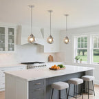 KCO Lighting 7.1” Smoked Glass Pendant Light Single Pendant Light Brushed Nickel Dining Room Light Fixtures Globe Hanging Light Fixture - color: Silver+Smoke Grey